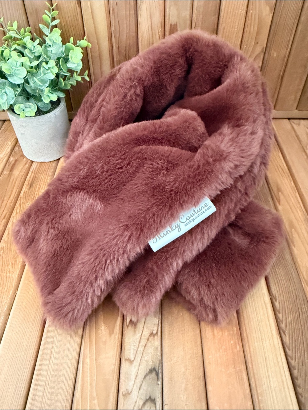 Minky Couture Plush Super Soft Scarf In Coffee
